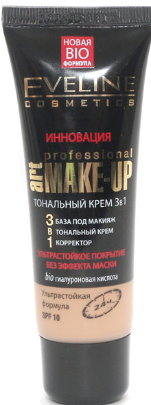 EVELINE Тональный крем Натуральный 3в1 "Art Professional Make-Up" SPF10 30мл-img-0
