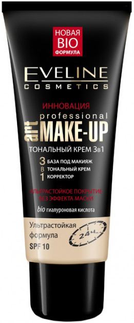 EVELINE Тональный крем Светлый бежевый 3в1 "Art Professional Make-Up" SPF10 30мл-img-0