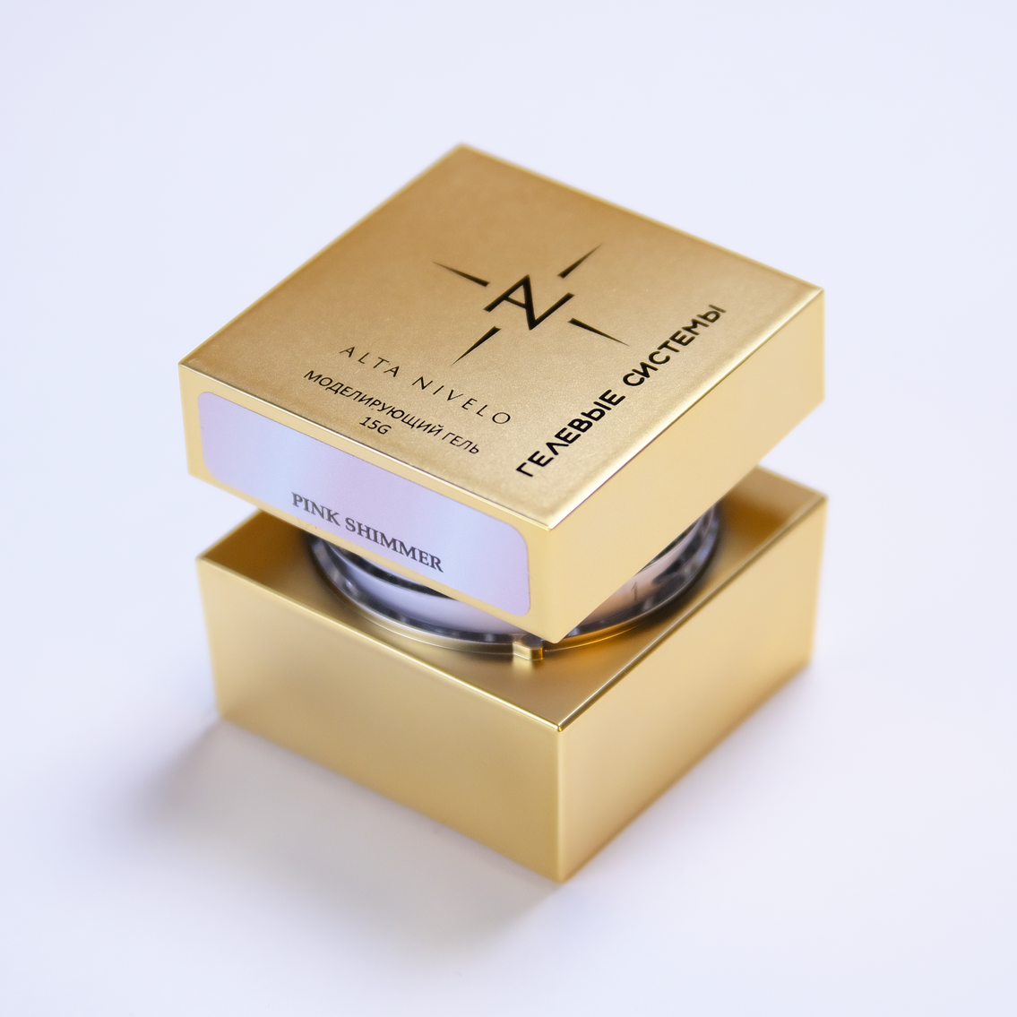 Alta Nivelo Гель для моделирования средне-жидкой вязкости PINK SHIMMER 15г-img-1