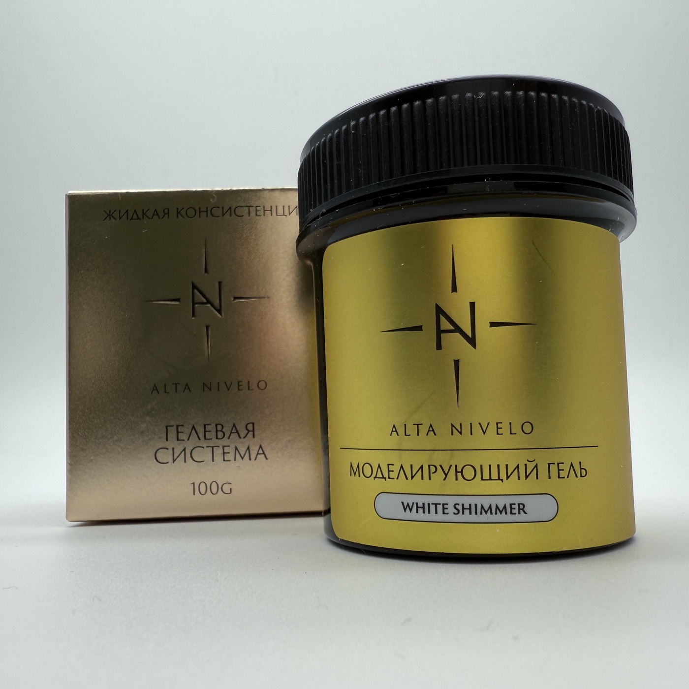 Alta Nivelo Гель для моделирования средне-жидкой вязкости WHITE SHIMMER 100г-img-0