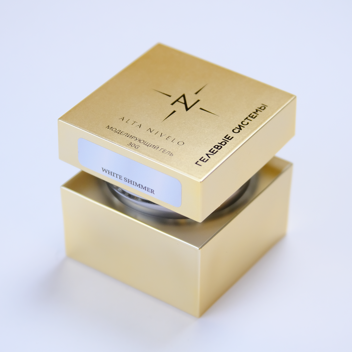 Alta Nivelo Гель для моделирования средне-жидкой вязкости WHITE SHIMMER 15г-img-1