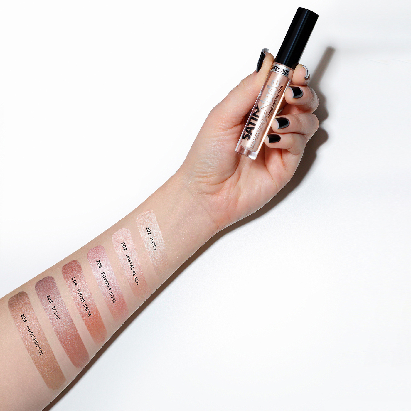 Жидкие тени для век LUXVISAGE SATIN Nude super stay, 201 тон-img-3