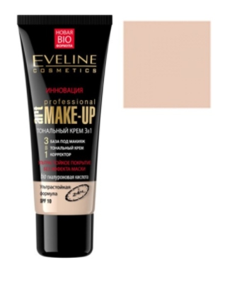 EVELINE Тональный крем Слоновая кость 3в1 "Art Professional Make-Up" SPF10 30мл-img-0