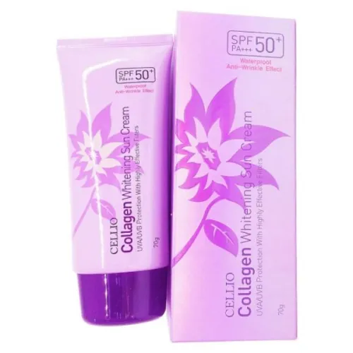 CELLIO Collagen UVA/UVB Отбеливающий Солнцезащитный крем SPF50+ PA+++ Anti-Wrinkle Effect-img-0