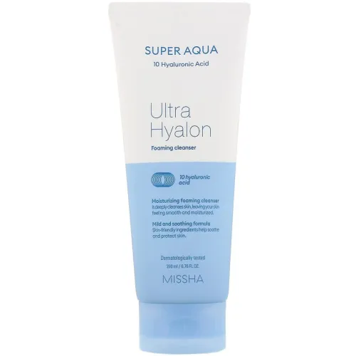 Пенка для умывания MISSHA "Super Aqua Ultra Hyalron Foaming Cleanser" увлажняющая с гиалуроновой кислотой-img-0