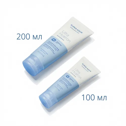 Пенка для умывания MISSHA "Super Aqua Ultra Hyalron Foaming Cleanser" увлажняющая с гиалуроновой кислотой-img-1