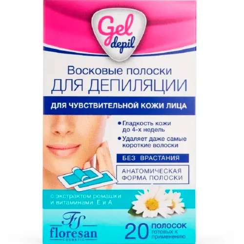 Восковые полоски FLORESAN "Gel Depil" для чувствительной кожи лица-img-0