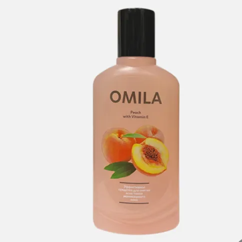 СКЭМ ЭФФЕКТИВНОЕ СРЕДСТВО ДЛЯ СНЯТИЯ ВСЕХ ТИПОВ маникюрного ЛАКА "OMILA" ПЕРСИК с витамином Е, п/э Флакон.105 мл-img-0